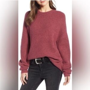 Something navy oversized mauve pink fuzzy sweater small